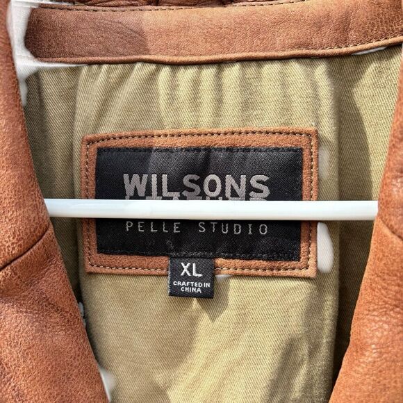 Wilsons Leather Jacket Mens XL Brown Long Sleeve Genuine Leather Three Buttons - Picture 3 of 3